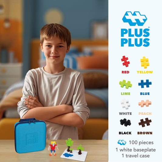 Close-up of Plus Plus pieces interlocking for STEM play