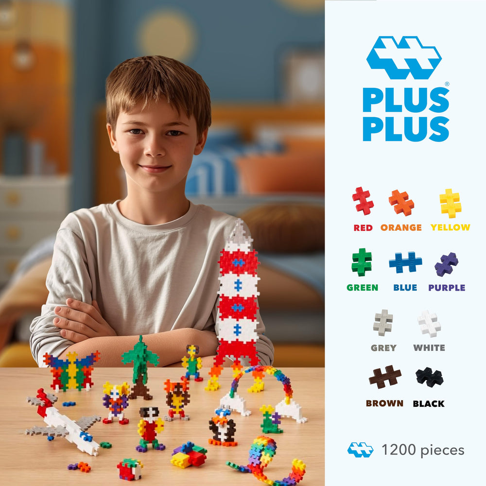 PLUS PLUS interlocking pieces in close-up demonstrating easy connections for quick builds