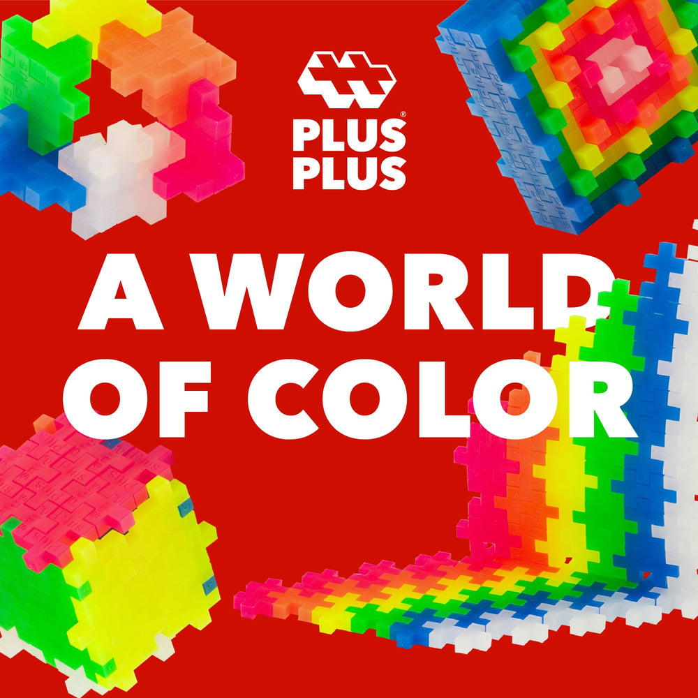 Plus-Plus Neon 3D stack builds a colorful tower.