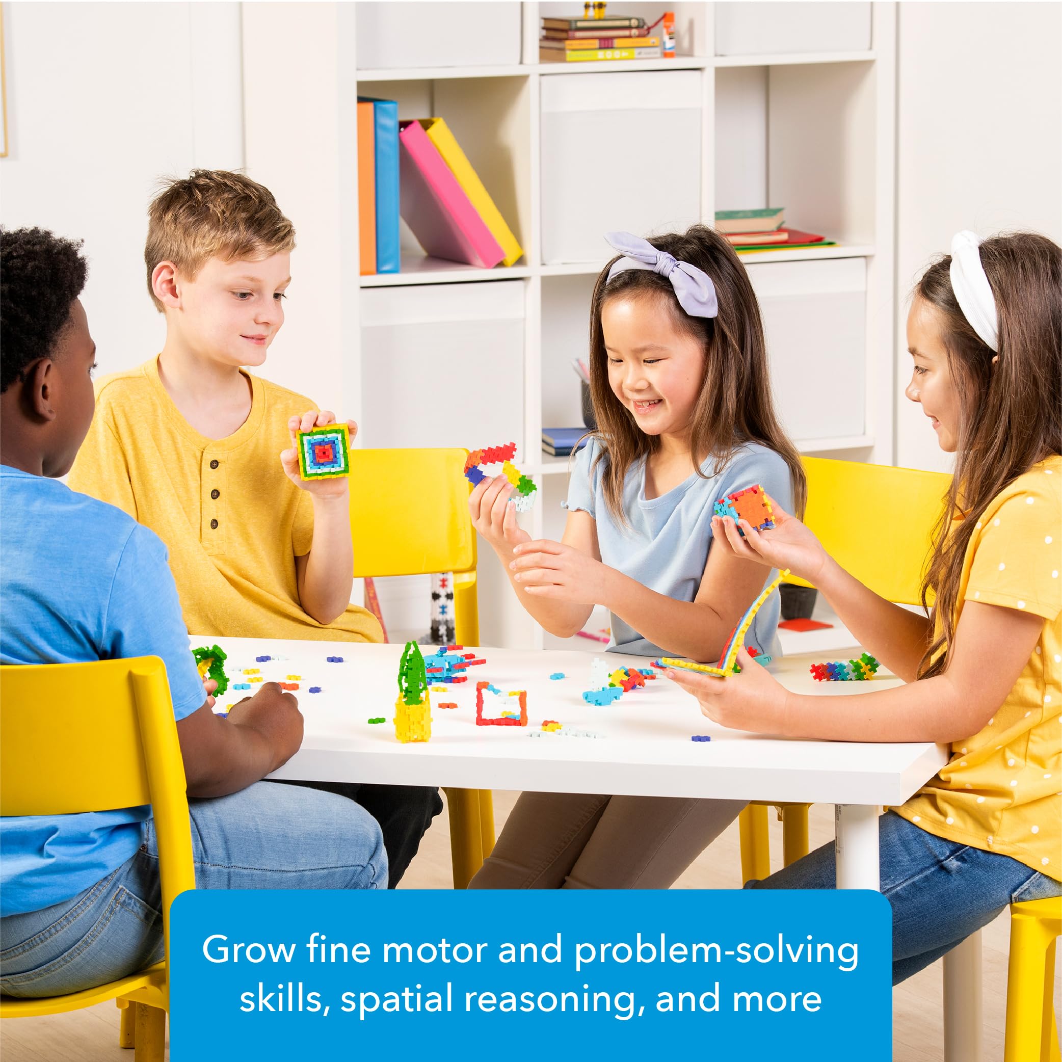 Open-ended PLUS PLUS pieces enabling 3D constructions and imaginative play.