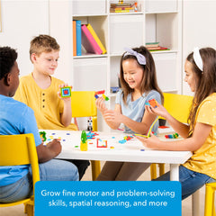 Open-ended PLUS PLUS pieces enabling 3D constructions and imaginative play.