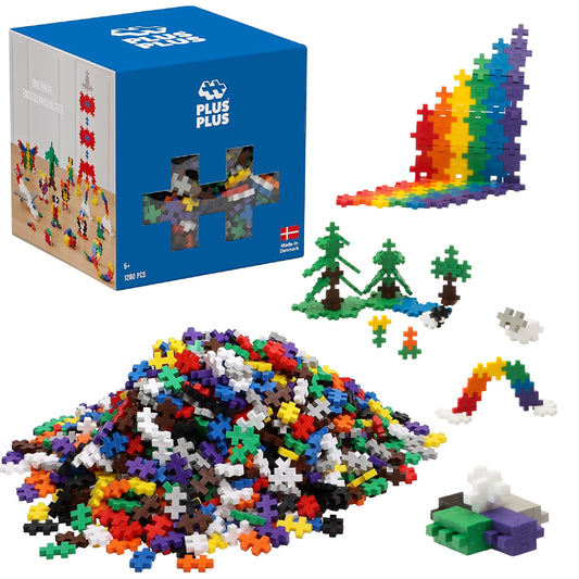 PLUS PLUS Open Play Set 1200-piece Basic Colors arranged for vibrant mosaics and 3D builds