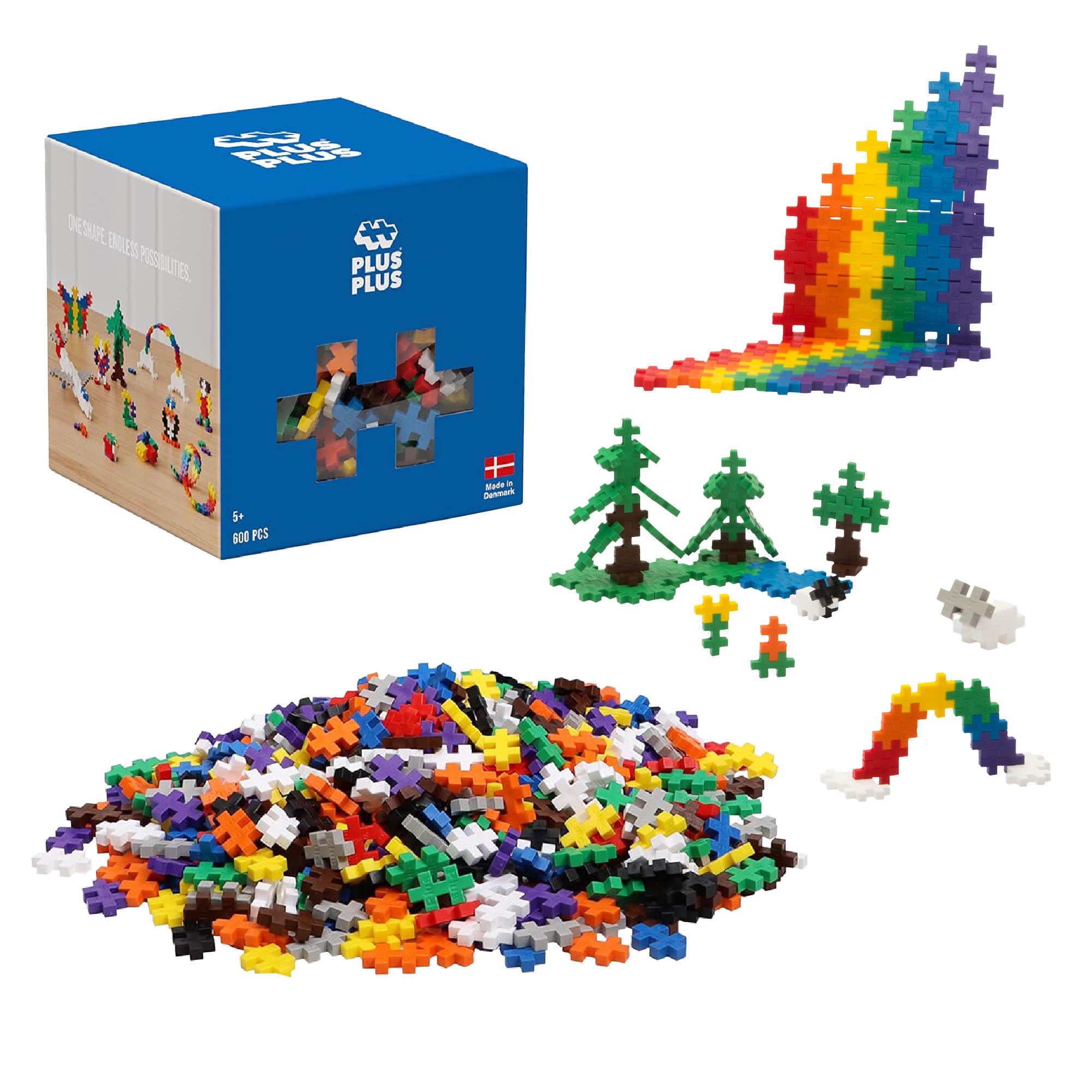 PLUS PLUS Open Play Set with 600 colorful bricks for creative play
