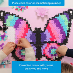 Plus Plus Puzzle by Number interlocking pieces enable easy 2D mosaics and 3D builds.