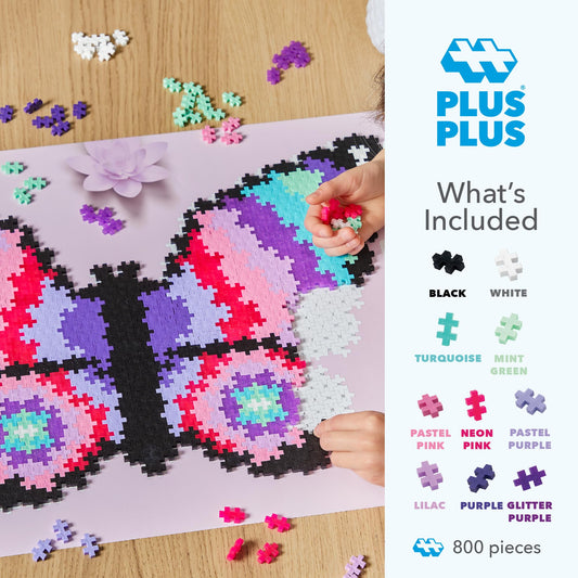 Plus Plus Puzzle by Number pattern flyer guides color matching for easy assembly.