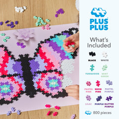 Plus Plus Puzzle by Number pattern flyer guides color matching for easy assembly.
