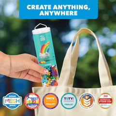 Travel-friendly PLUS PLUS tube for learning anywhere.