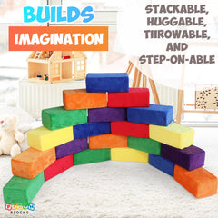 Plush Blocks in a playroom setup inspire a cheerful, organized play space