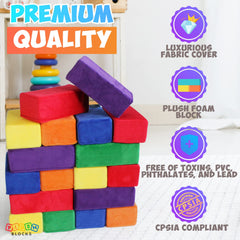 Plush Blocks soft fabric cover closeup shows plush texture for cozy, safe play
