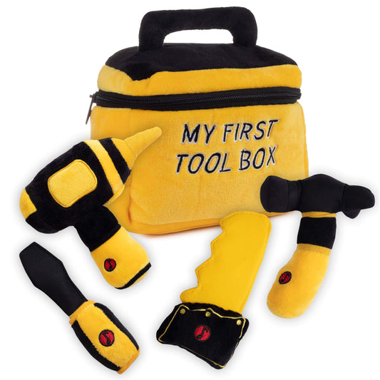 Plush Creations Talking Tool Set Box with sounds for imaginative play.