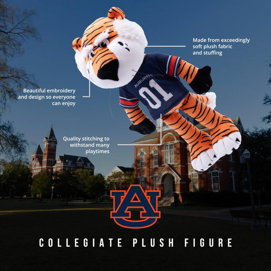 Plushible Aubie 14-inch side profile highlights durable, cuddly mascot for game day fun.