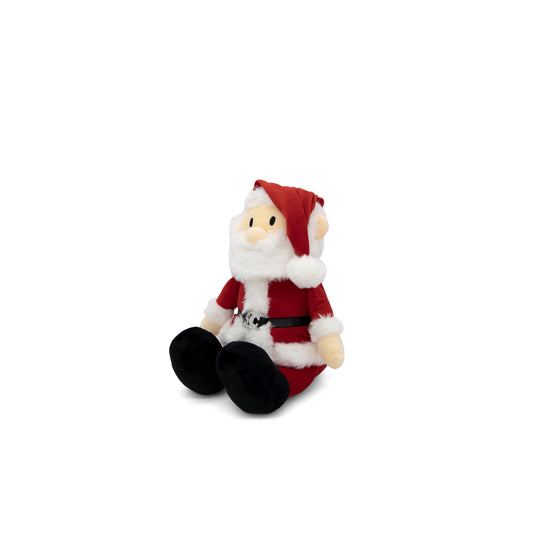 PLUSHIBLE Santa plush close-up fabric texture for soft play and cuddling.