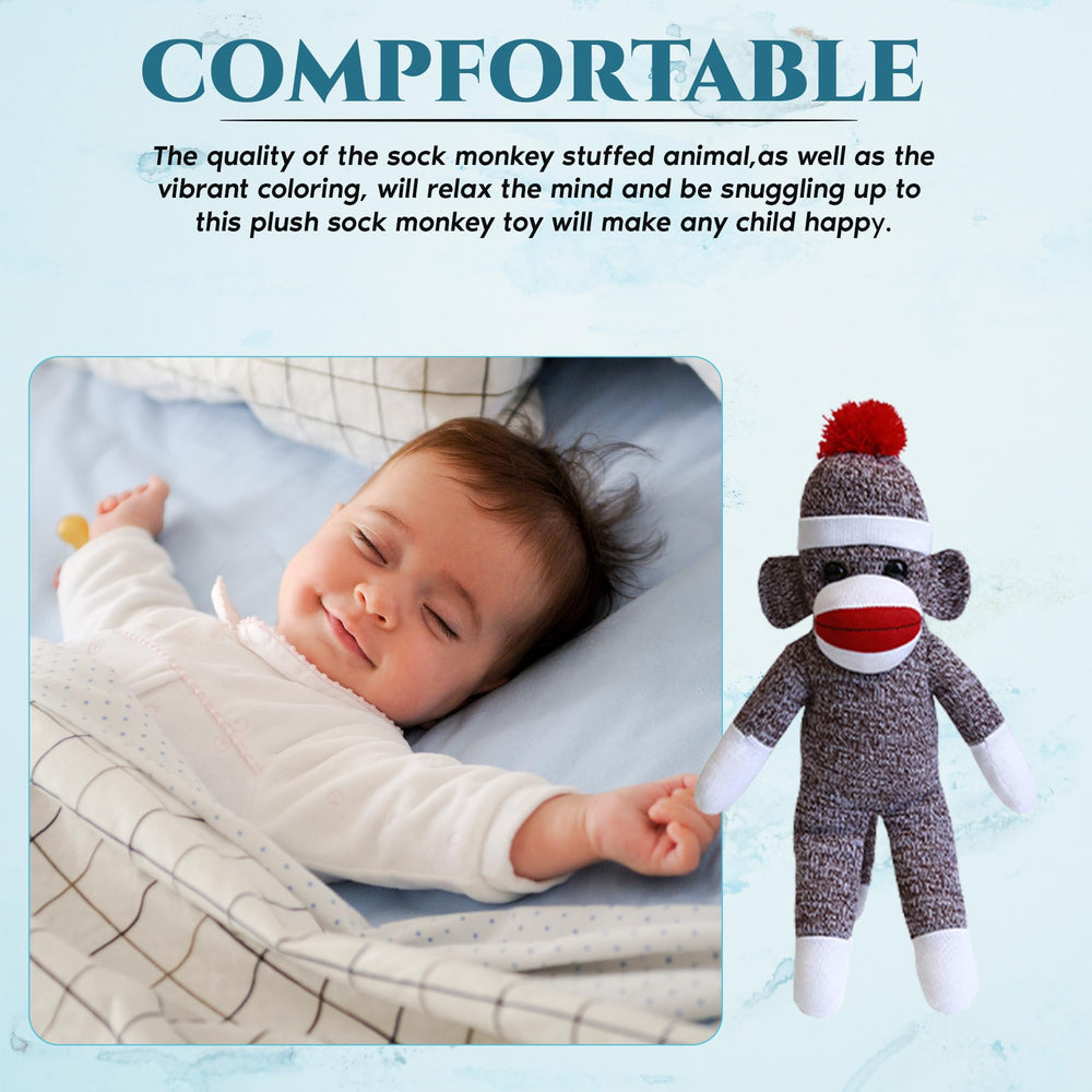 Plushland Sock Monkey 16in hug-friendly size great for car trips.