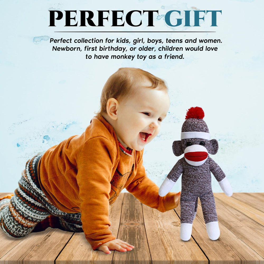 Plushland Sock Monkey makes a perfect gift for kids, teens, and collectors.