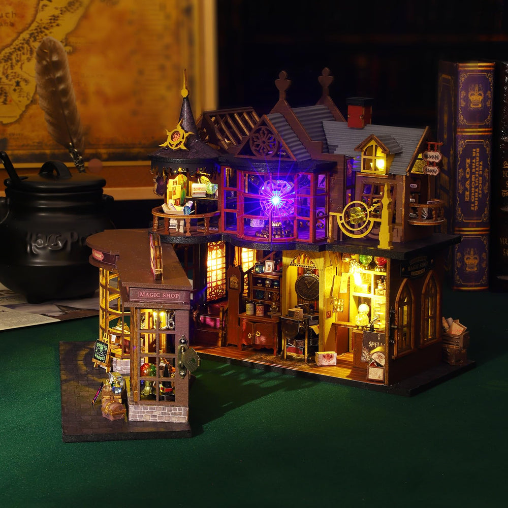 Plustopoy miniature house with LED light for cozy display.