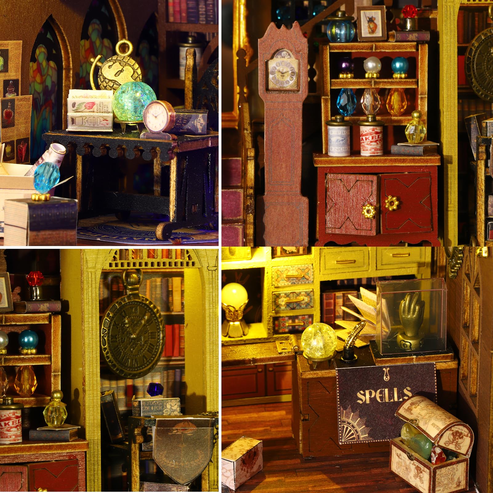 Plustopoy wooden dollhouse kit showing precise parts for easy assembly.