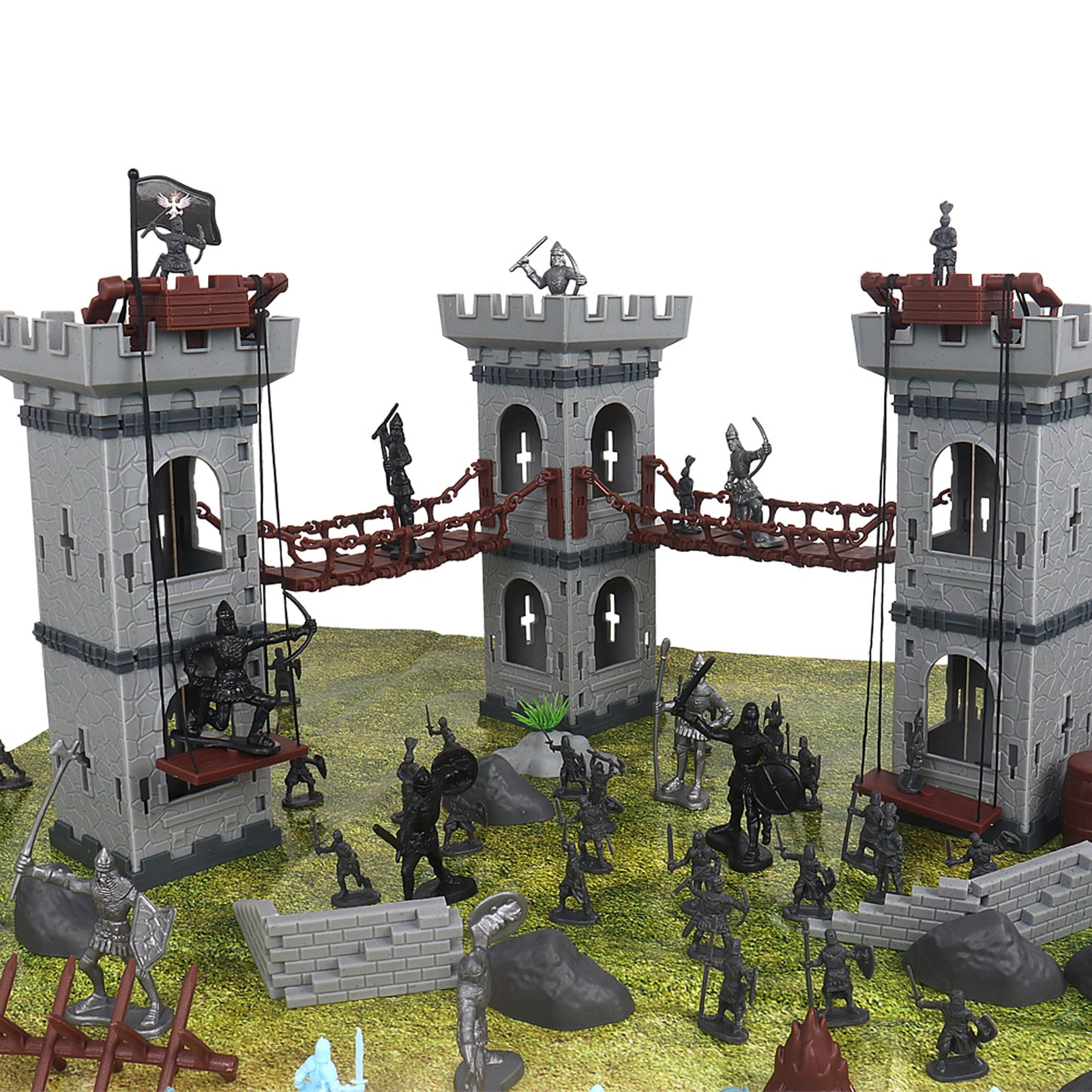 Plustopoy walkways and bridges enhancing modular castle layouts