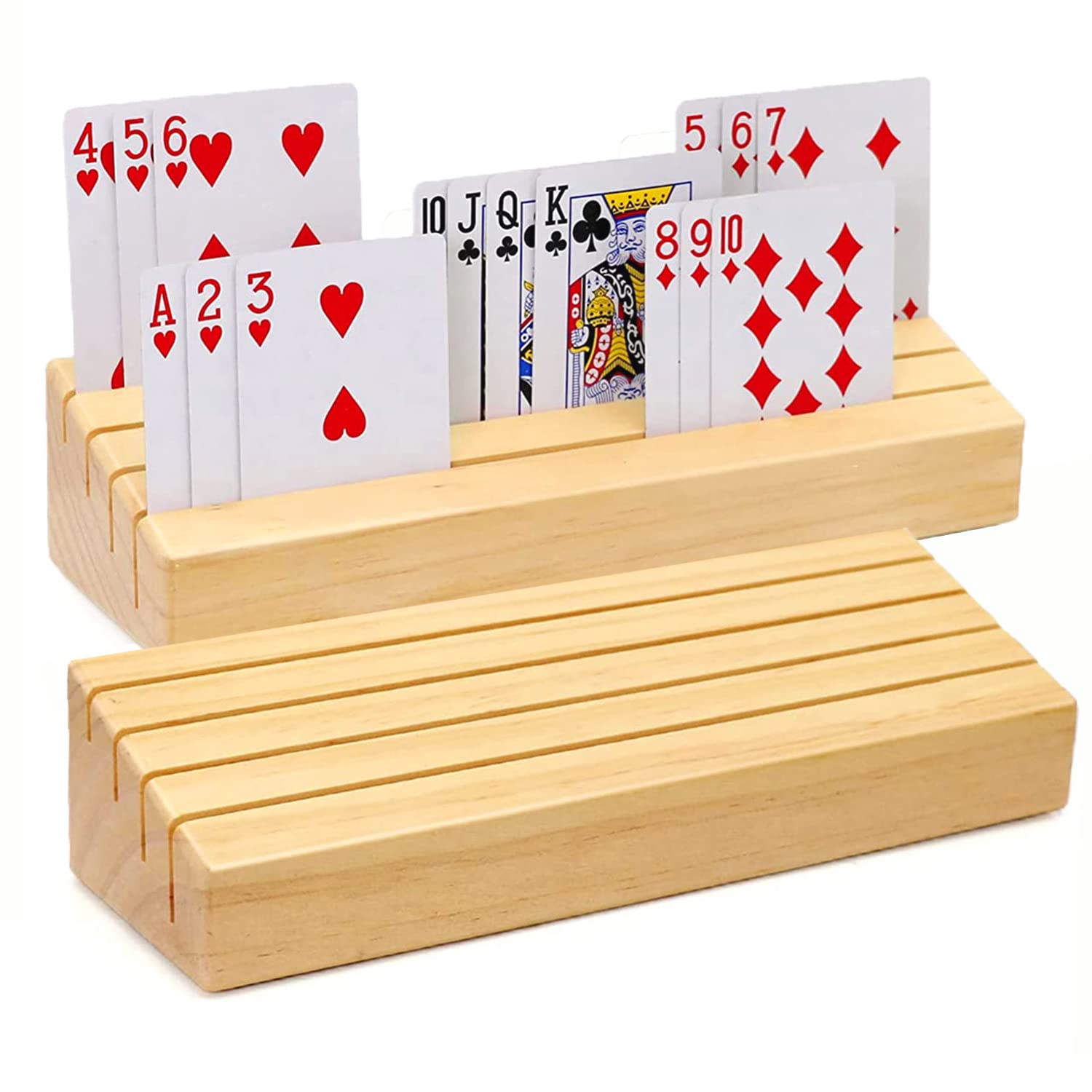 plusvivo card holder front view shows sturdy pine with space for up to 50 cards.