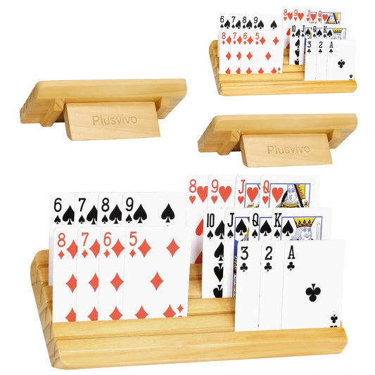 Plusvivo card holders with stand showcase five visible slots for organized game play.