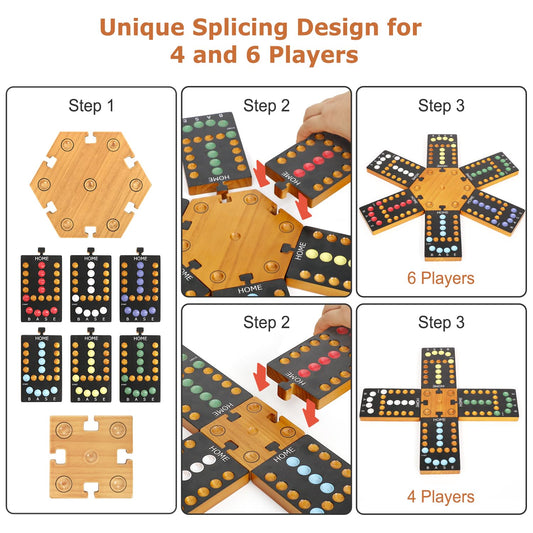 Plusvivo Marble Board Game, table scene for 4–6 players during a session