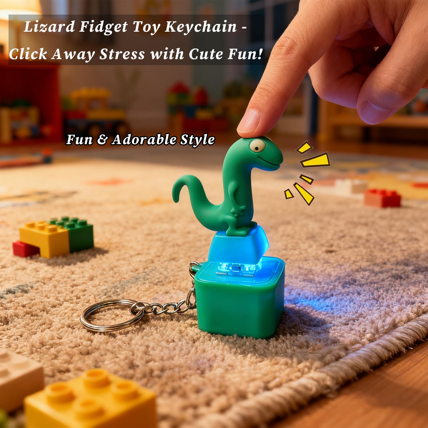 PMDYBY Lizard Keychain clicker sound and tactile feedback for focused, satisfying sensory moments.