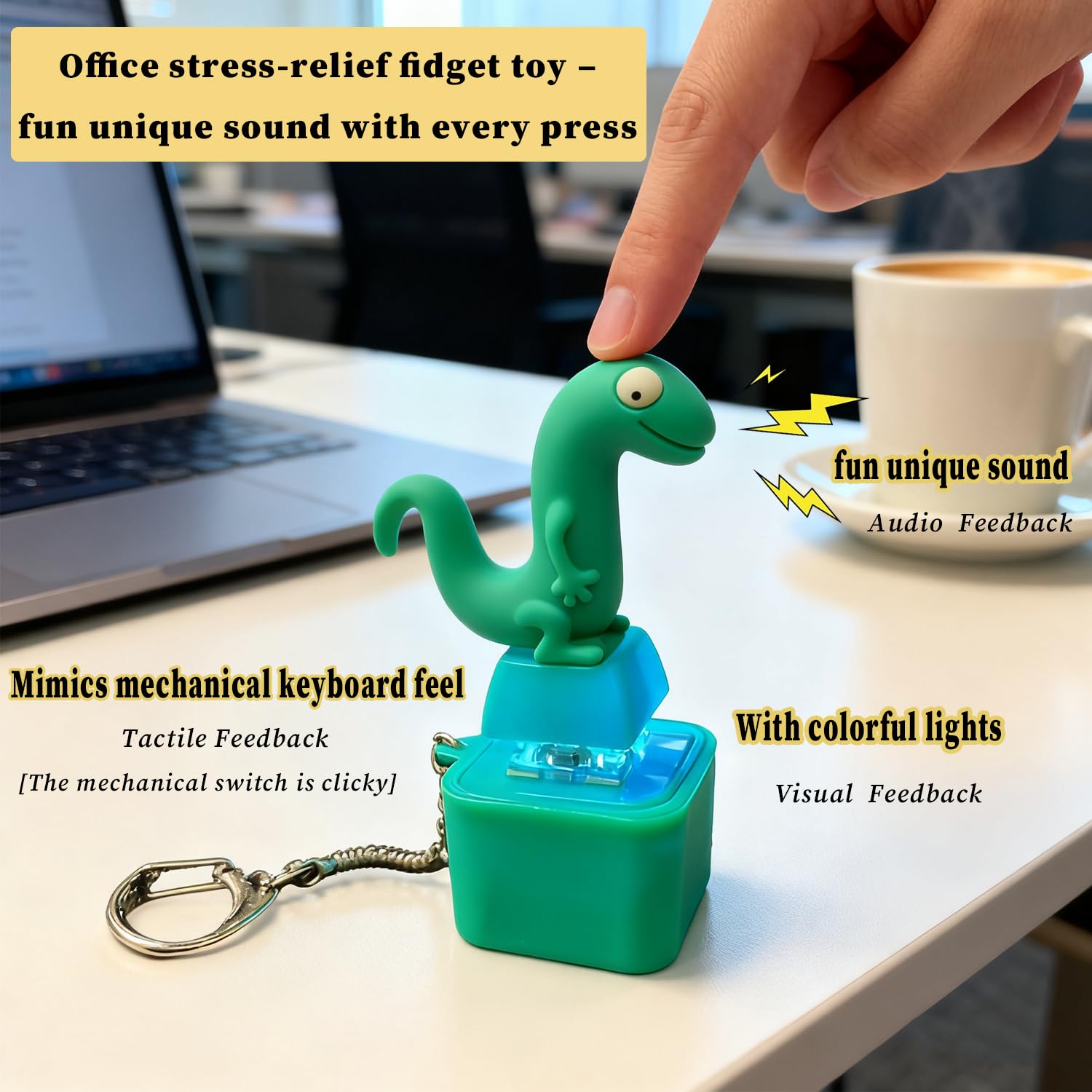 PMDYBY Lizard Keychain glows with colorful lights, turning any break into a playful, mood-lifting moment.