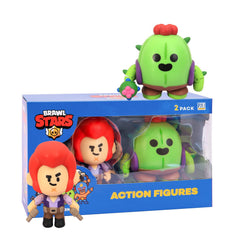 P.M.I. Brawl Stars Leon & Spike 2-pack figures in dynamic pose for display.