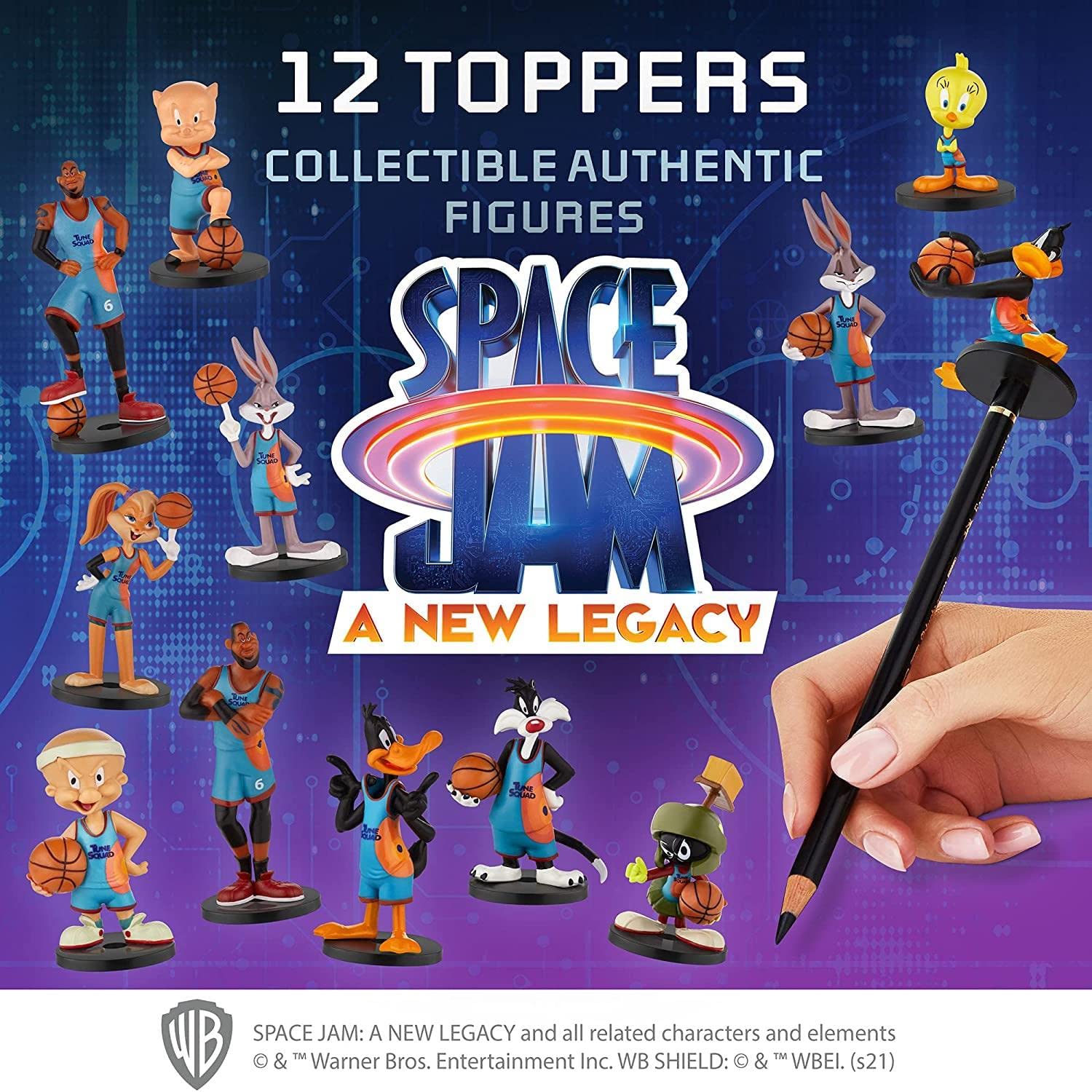 P.M.I Space Jam pencil topper Daffy Duck in dribble pose for playful desk decor