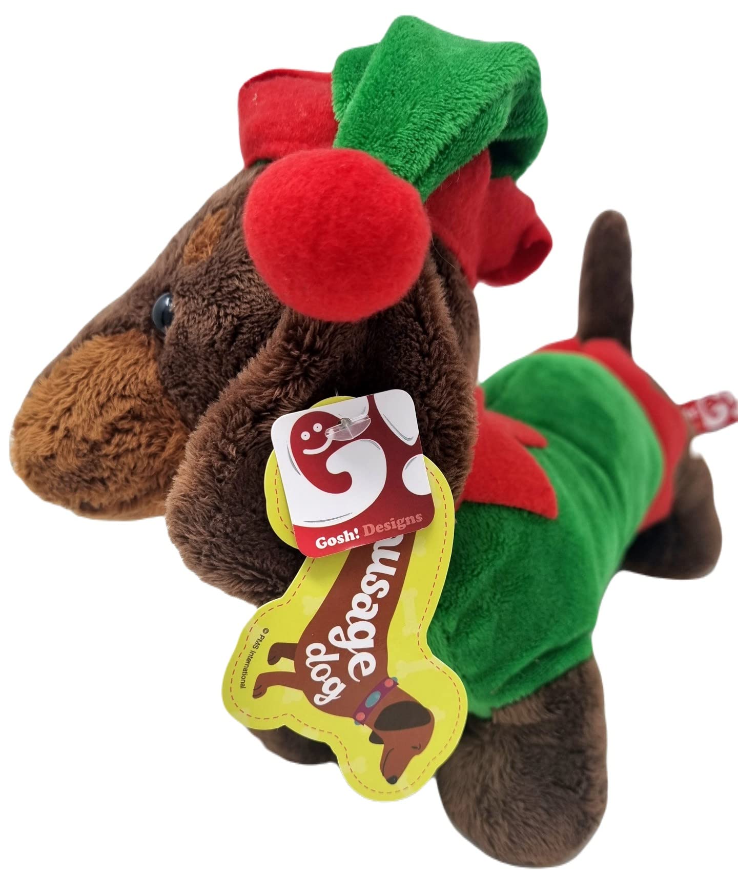 PMS Elf Weiner Dog plush 12-inch size for decorative setups