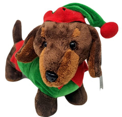 PMS Elf Weiner Dog Plush 12-inch, cuddly decor for holiday display