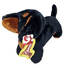 PMS Sausage Dachshund Plush Toy in sitting position ideal for display.