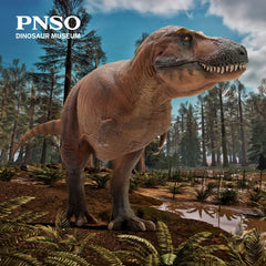 PNSO Tyrannosaurus close-up shows detailed paint for lifelike look.