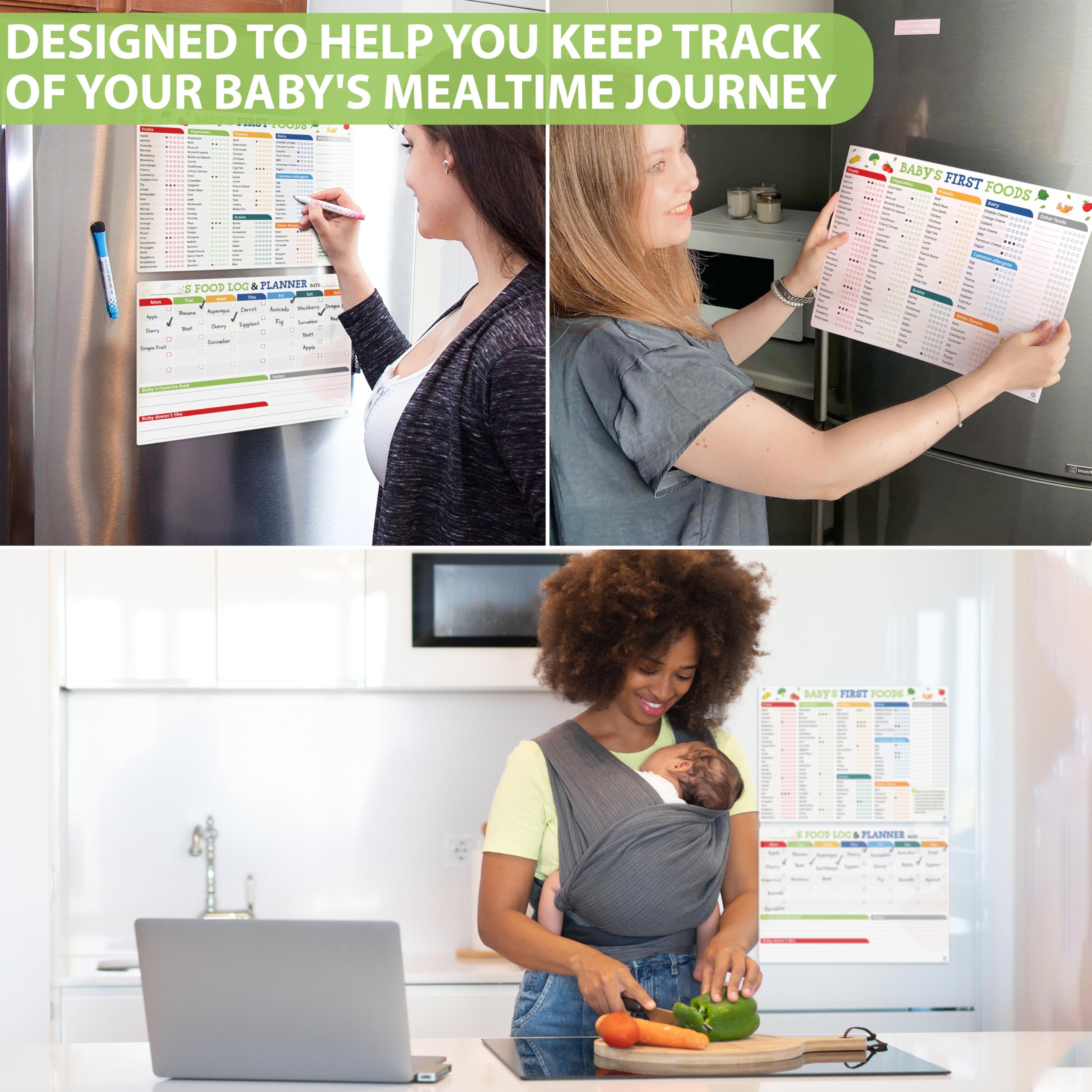 POCAZONE daily meal log chart on fridge tracks meals and feeding patterns