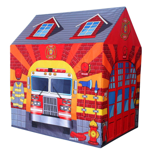 POCO DIVO Fire Station Play Tent front view promotes imaginative play indoors and outdoors.