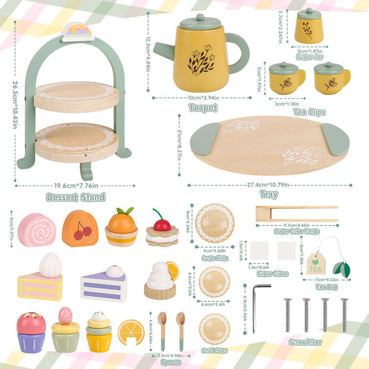Podeddju wooden tea set teapot with lid encourages light pouring play and role-play.