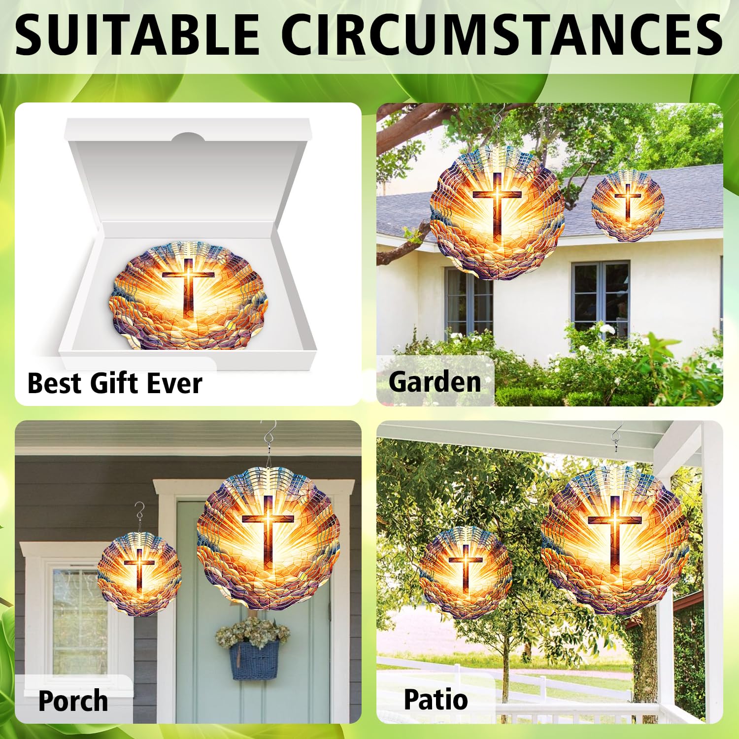 PODMemory religious cross wind spinner offers a peaceful garden focal point