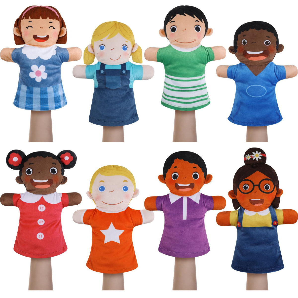 Poen 8 pcs hand puppets set for kids for imaginative storytelling