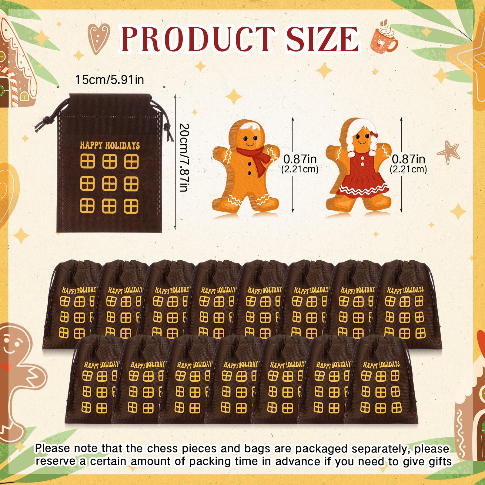 Poen gingerbread man chess piece—durable wood for festive gameplay