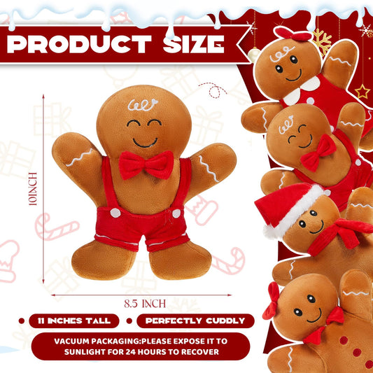 Poen gingerbread pillow close-up face detail highlights stitching and plush texture