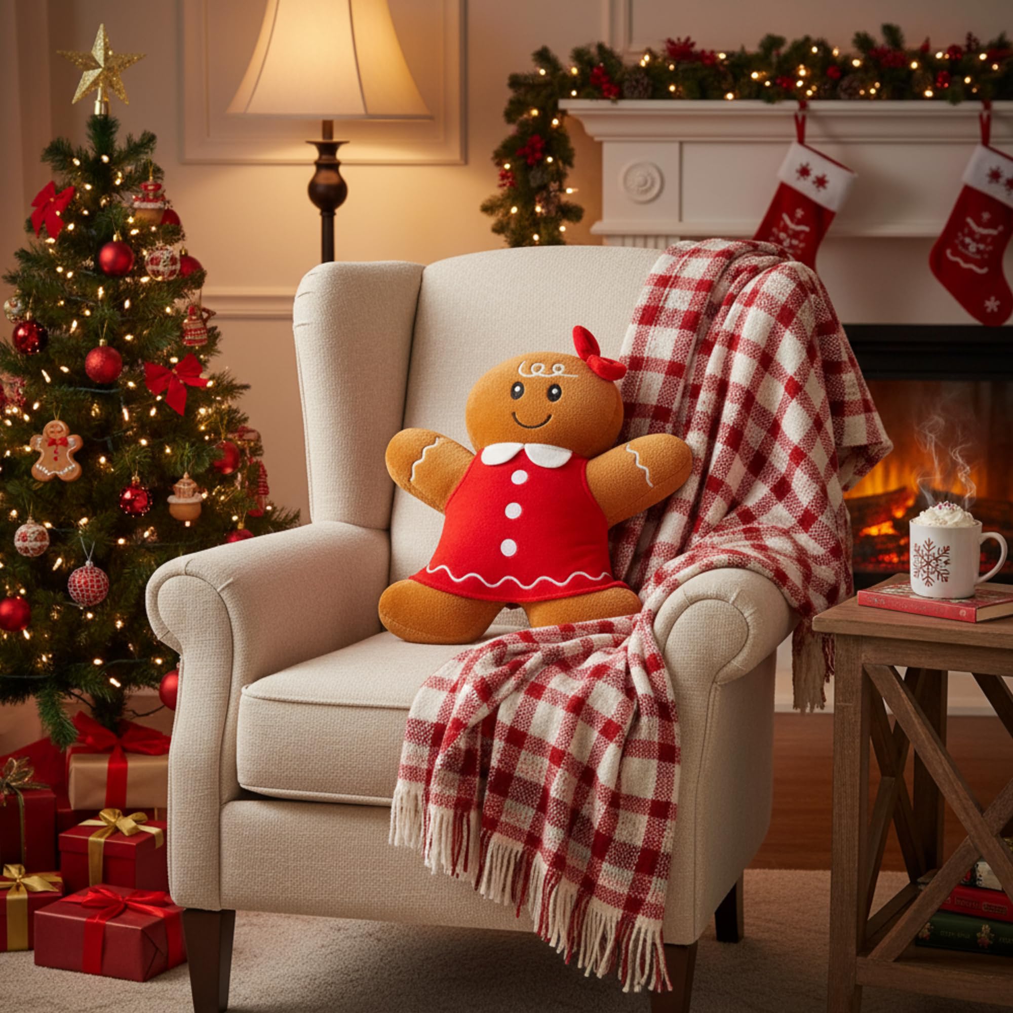 Poen 4-pack gingerbread pillows ready for group play and festive decor