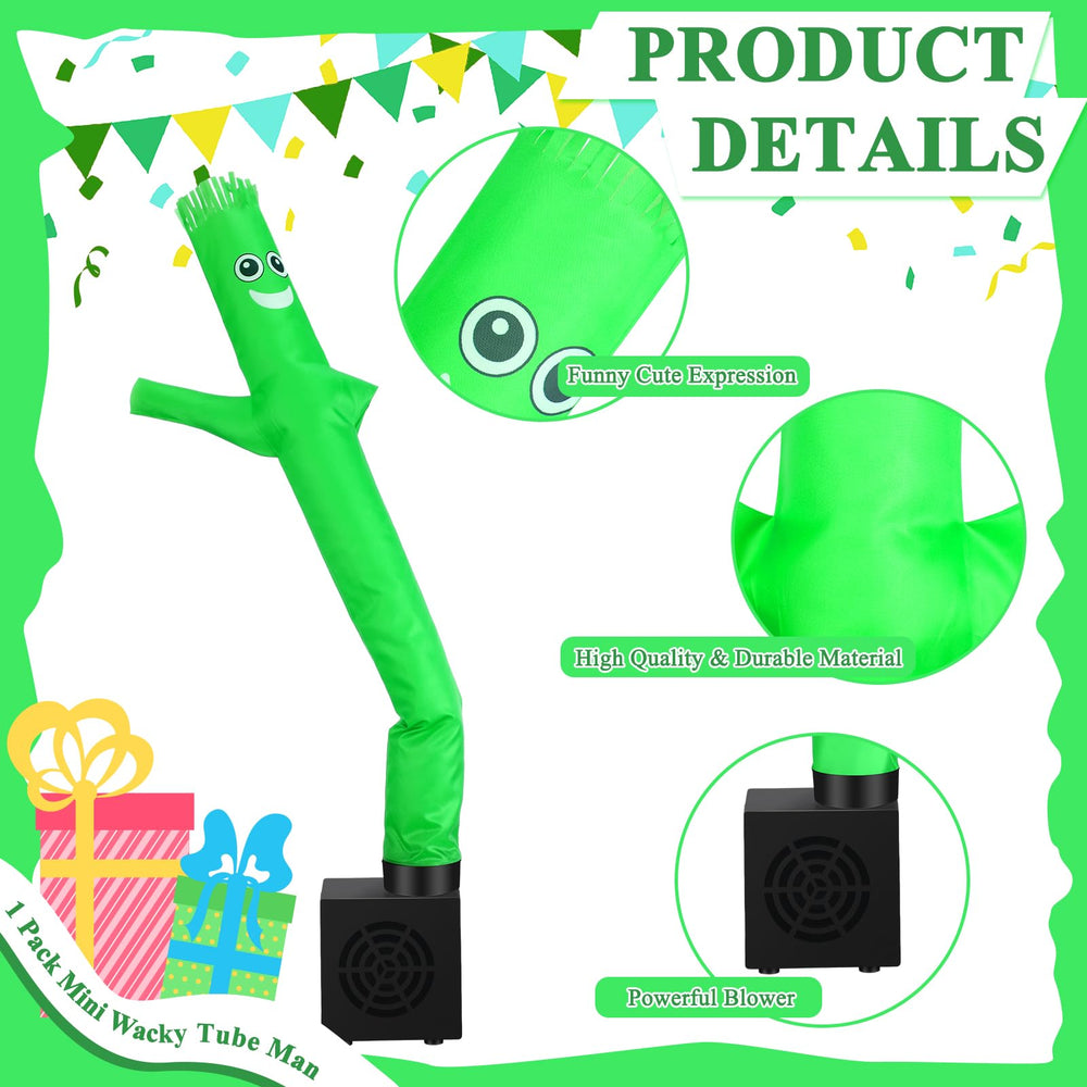 Poen mini inflatable tube man facial expression close-up green adds playful vibe