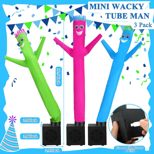 Poen mini inflatable tubeman pink dancer highlights three expressive poses for lighthearted decor.