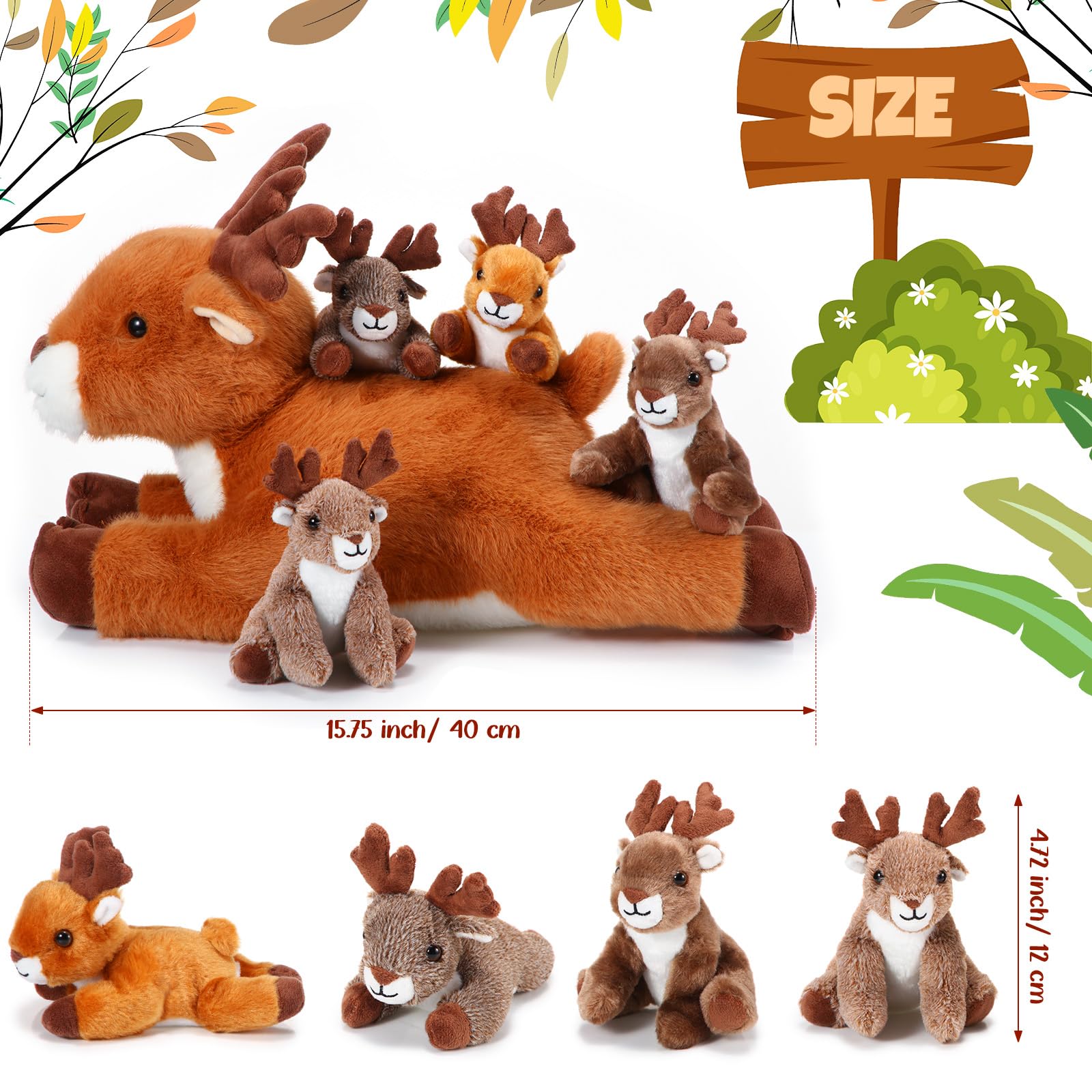 Poen Plush Deer fawn 1 sitting, a colorful companion for playtime.