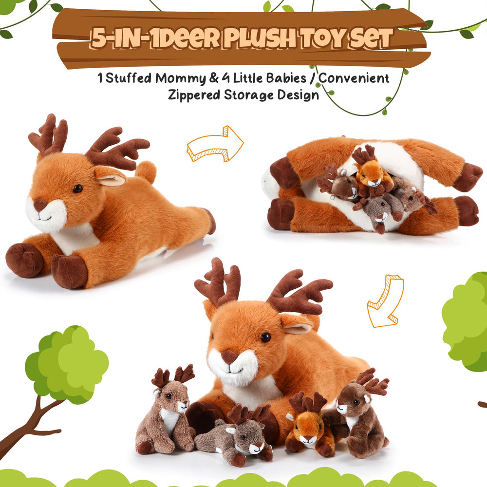 Poen Plush Deer fawn 3 sitting, a cuddly woodland friend for decor and play.