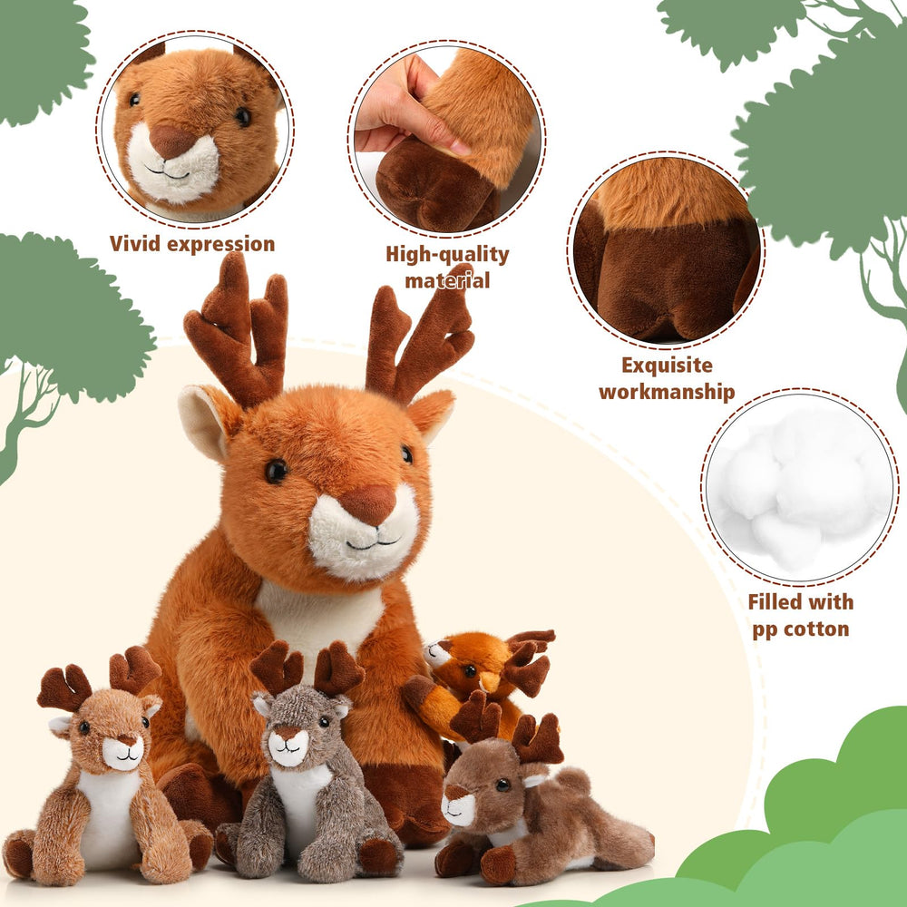 Poen plush deer fawn gray, 12 cm, soft and safe for kids.