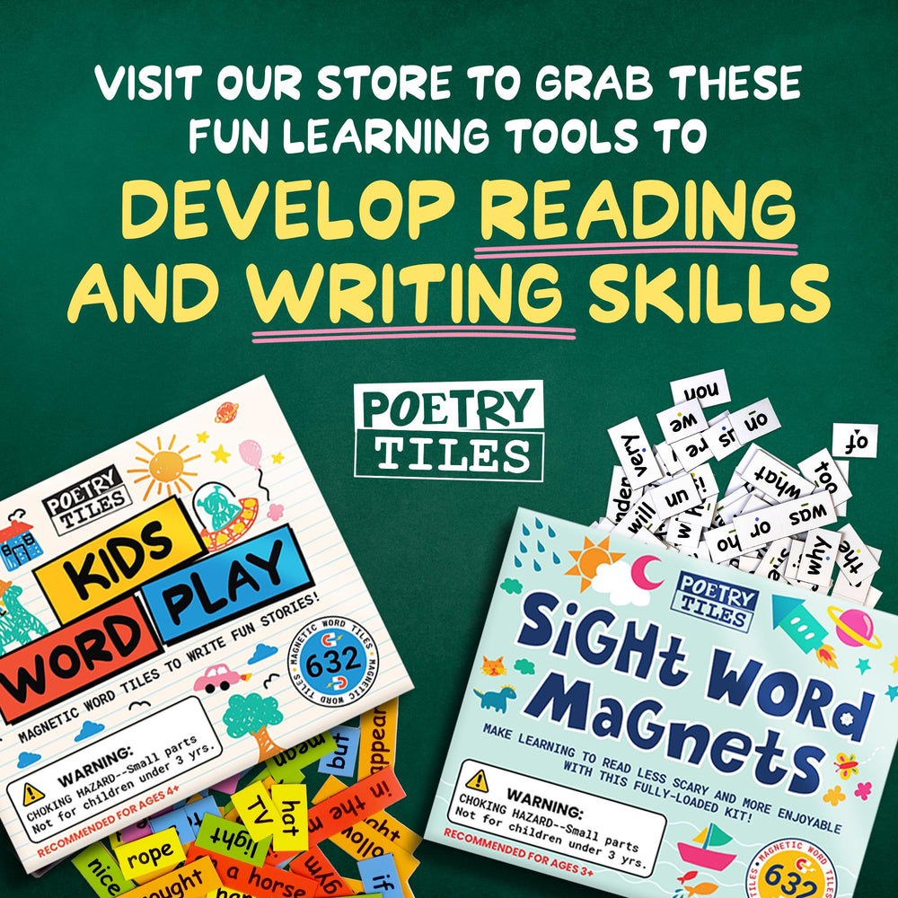 Poetry Tiles 632 family friendly learning magnets for fridge displays