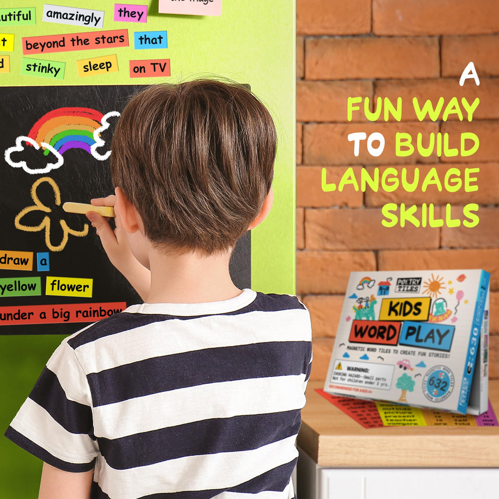 Poetry Tiles 632 safe educational magnets for ages four and up