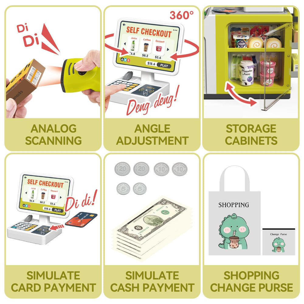 POFJOEQ cash register playset food and beverages for pretend shopping scenes