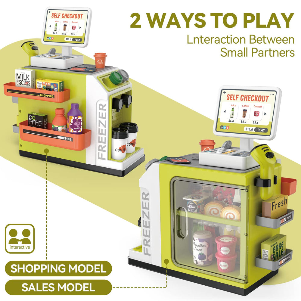 POFJOEQ cash register playset scanner accessory encourages role play and organization