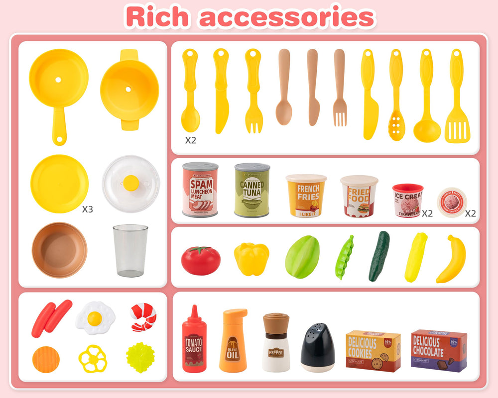 POFJOEQ Kids Kitchen Play Set compact design fits small play spaces.